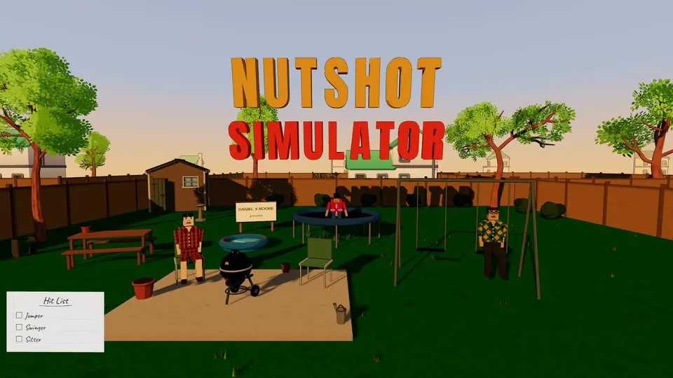 Nutshot Simulator screenshot: Backyard — with the hit list